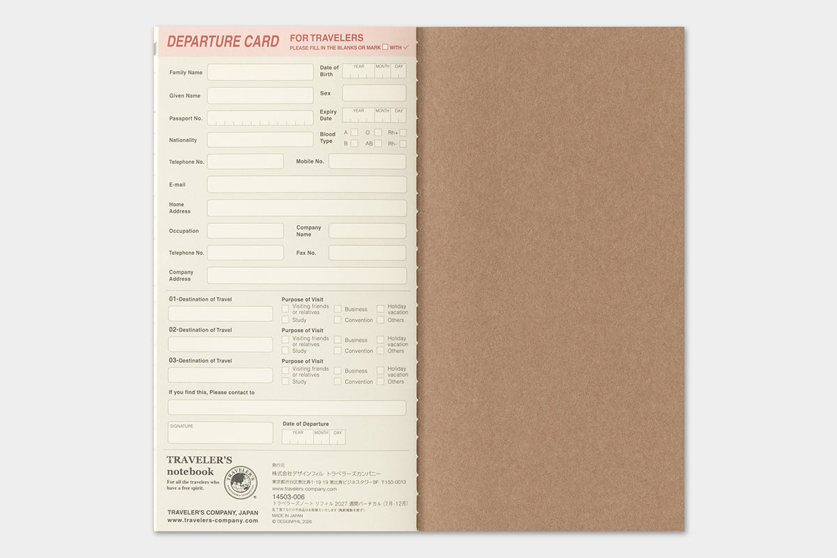 Traveler's Company 2027 Weekly Vertical (Regular Size) - forpöntun