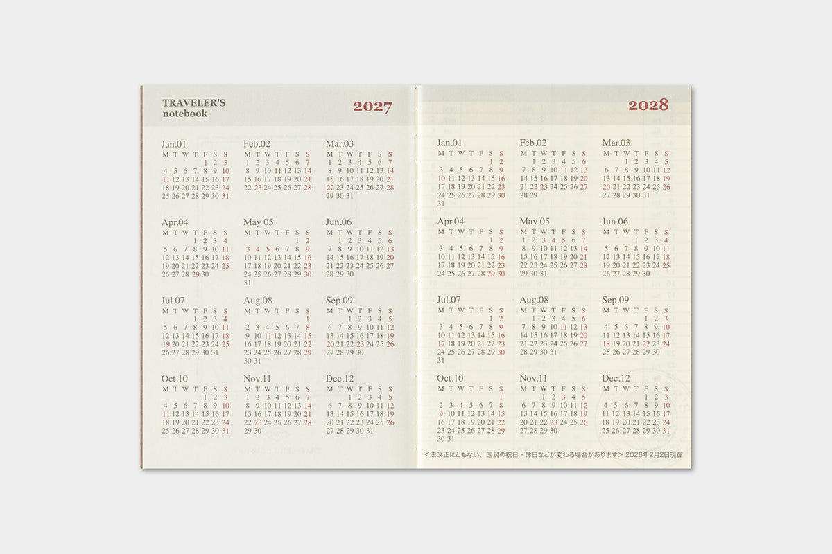 Traveler's Company 2027 Weekly (Passport Size) - forpöntun