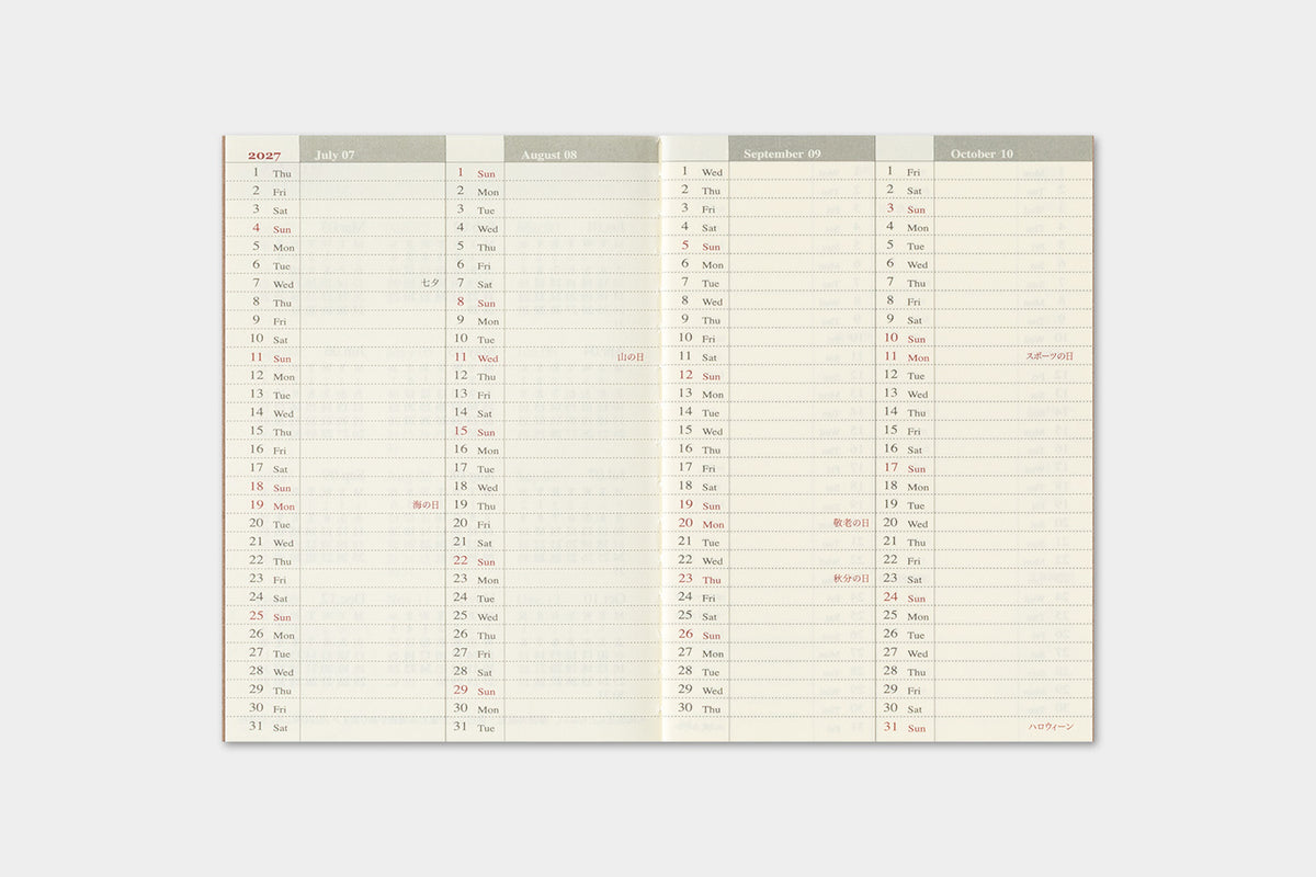 Traveler's Company 2027 Weekly (Passport Size) - forpöntun