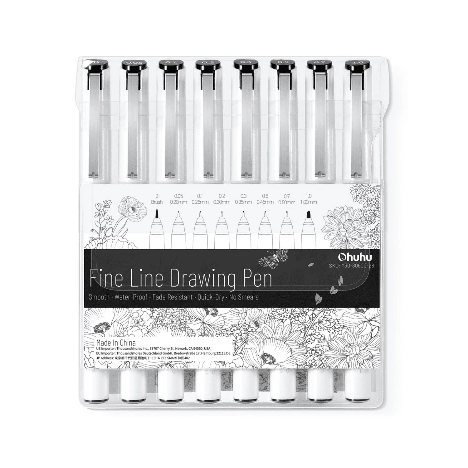 Ohuhu fineliner teiknipennar [8stk]