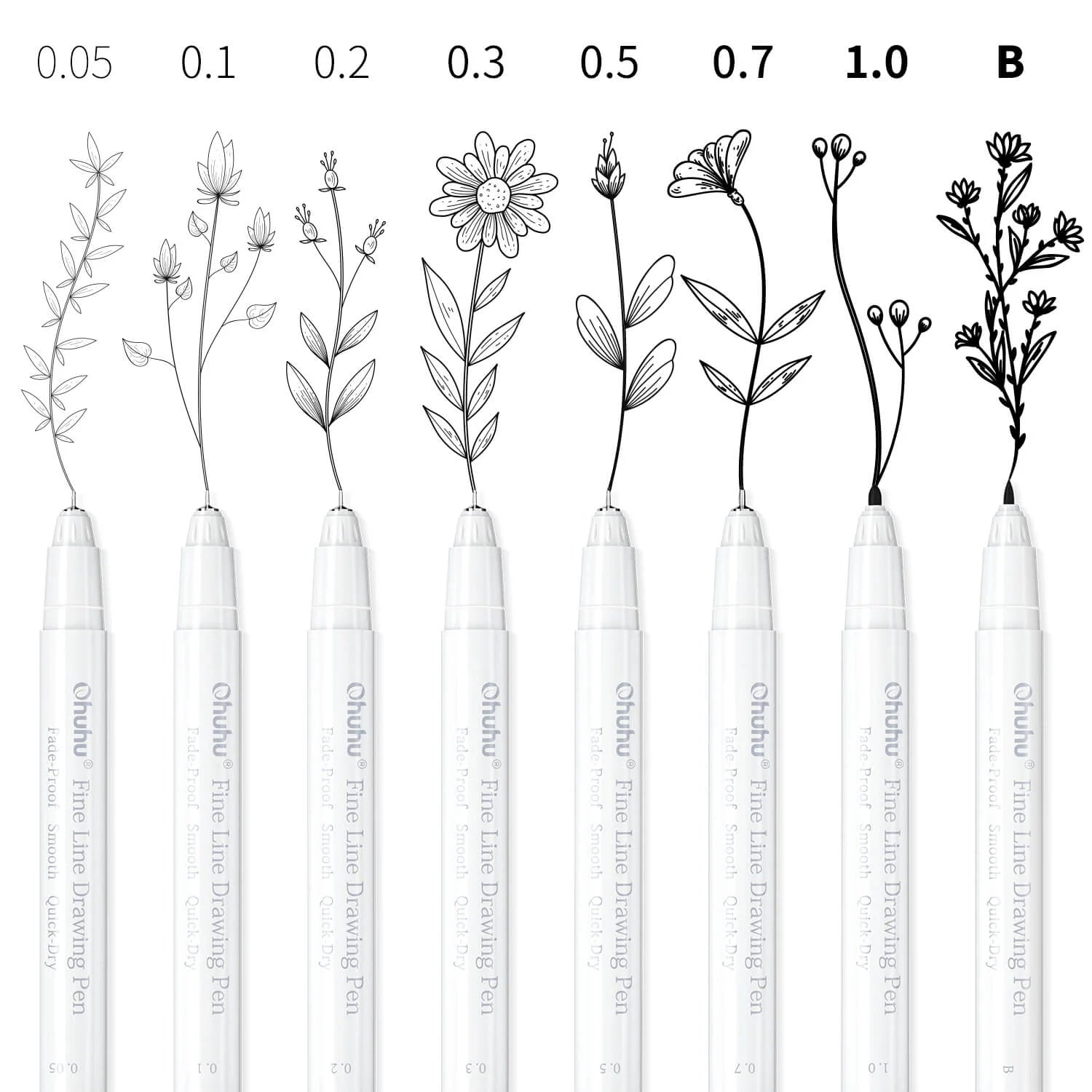 Ohuhu fineliner teiknipennar [8stk]