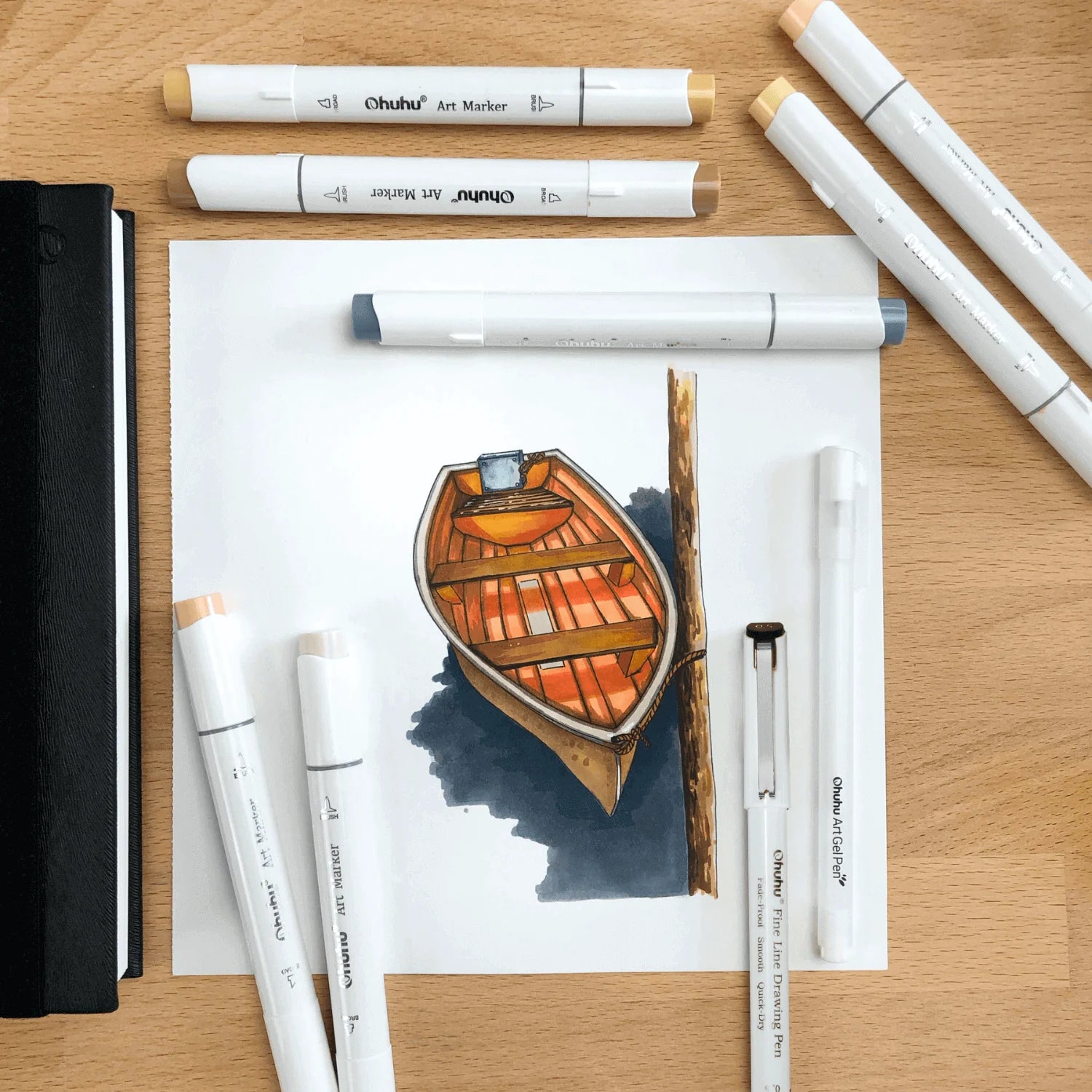 Ohuhu fineliner teiknipennar [8stk]