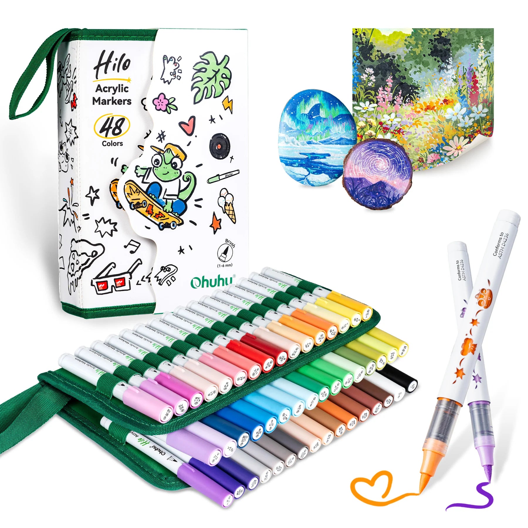 Ohuhu Hilo akrýl litir [48 litir - brush]