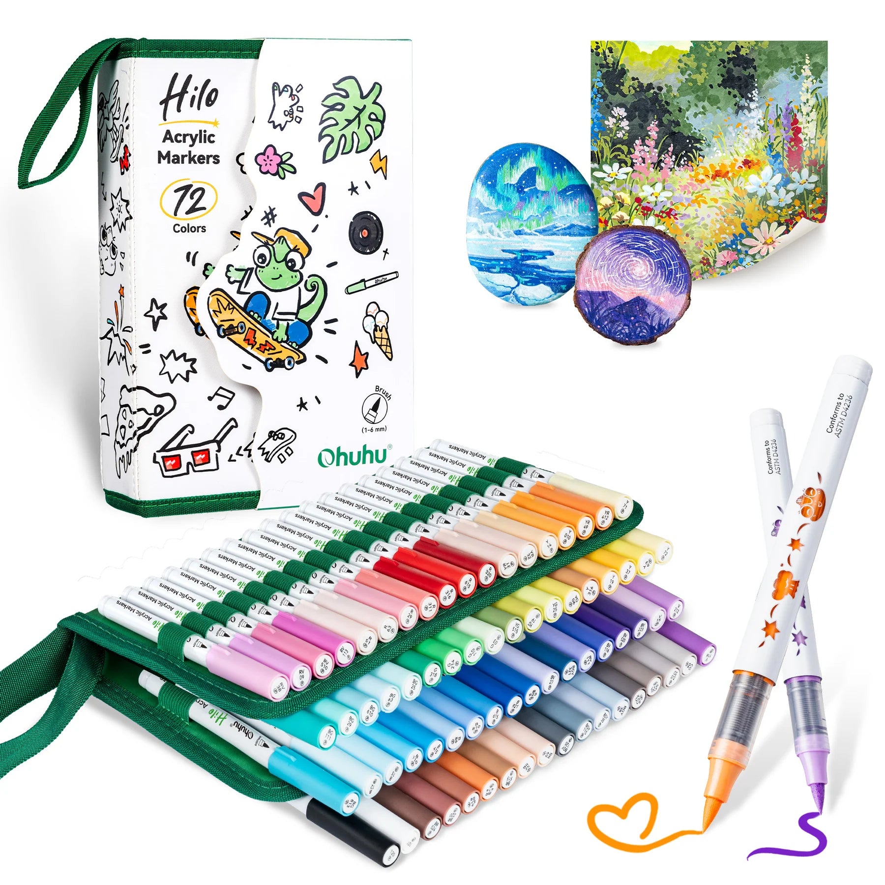 Ohuhu Hilo akrýl litir [72 litir - brush]