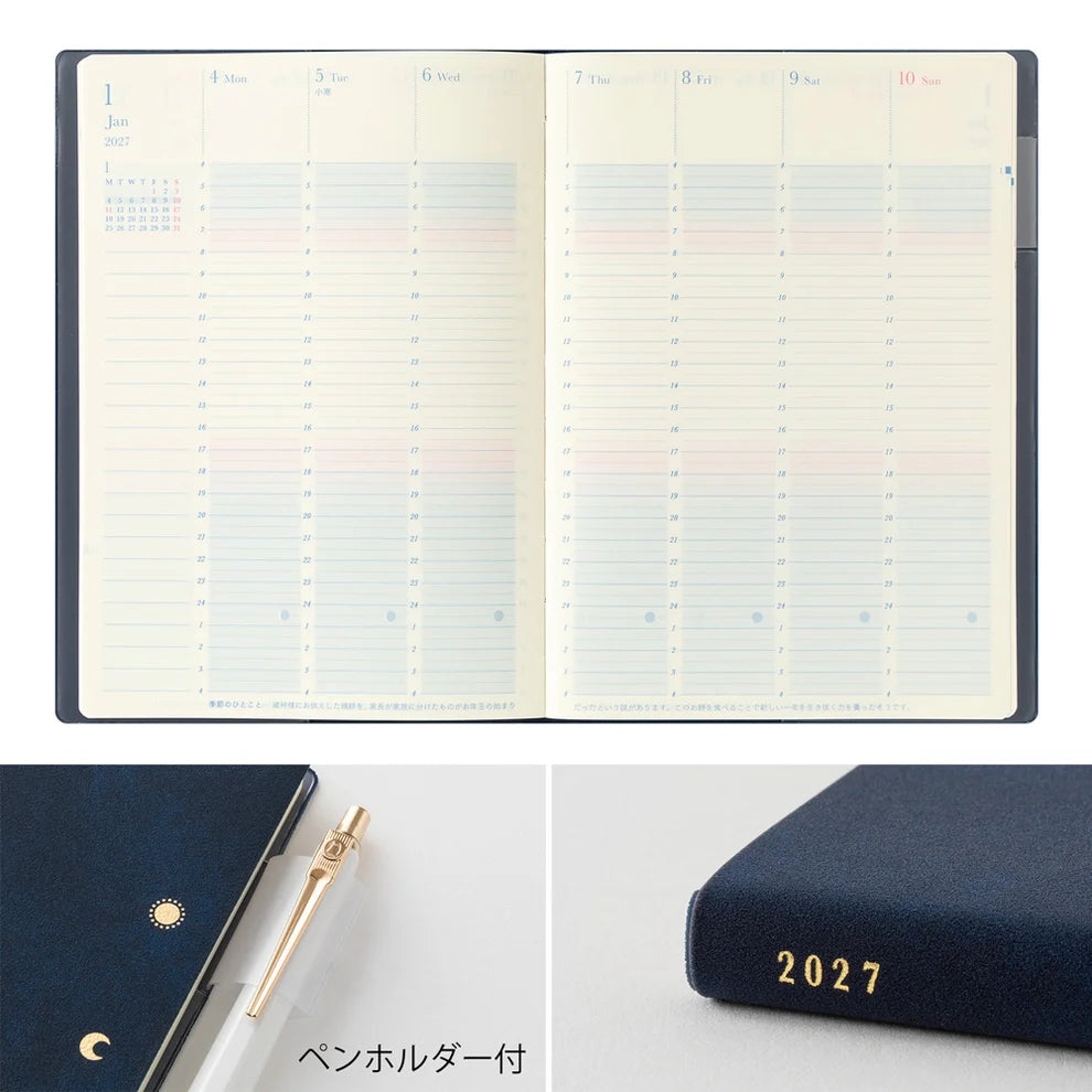 Midori dagbók [B6 - 2027] Gradation Day Length Navy