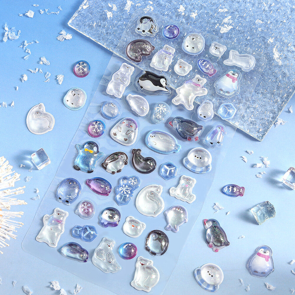 Púff límmiðar - Ice and snow animals