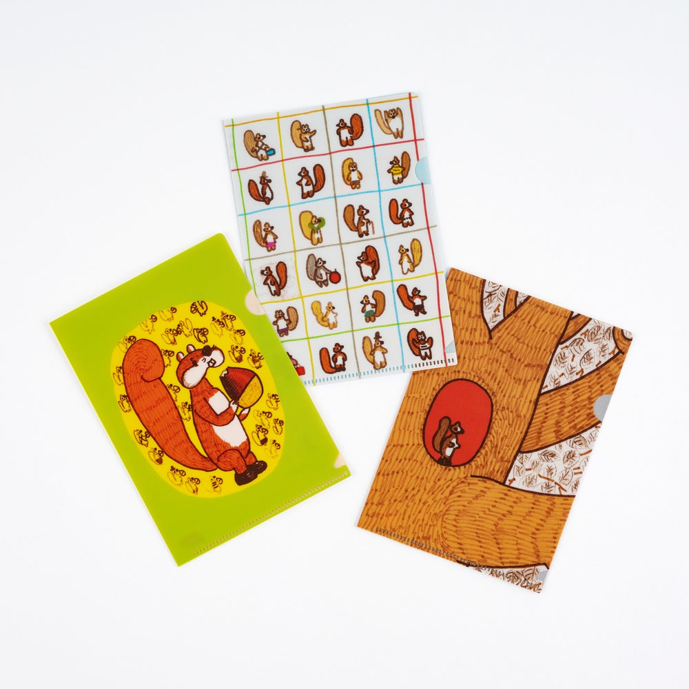 100%ORANGE: Hobonichi Folder Set of 3 for A6 Size (Squirrel’s Moving Day)