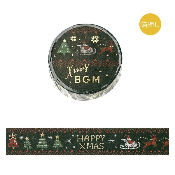 Jólalegt skrautlímband - happy xmas! (15mm x 5m)