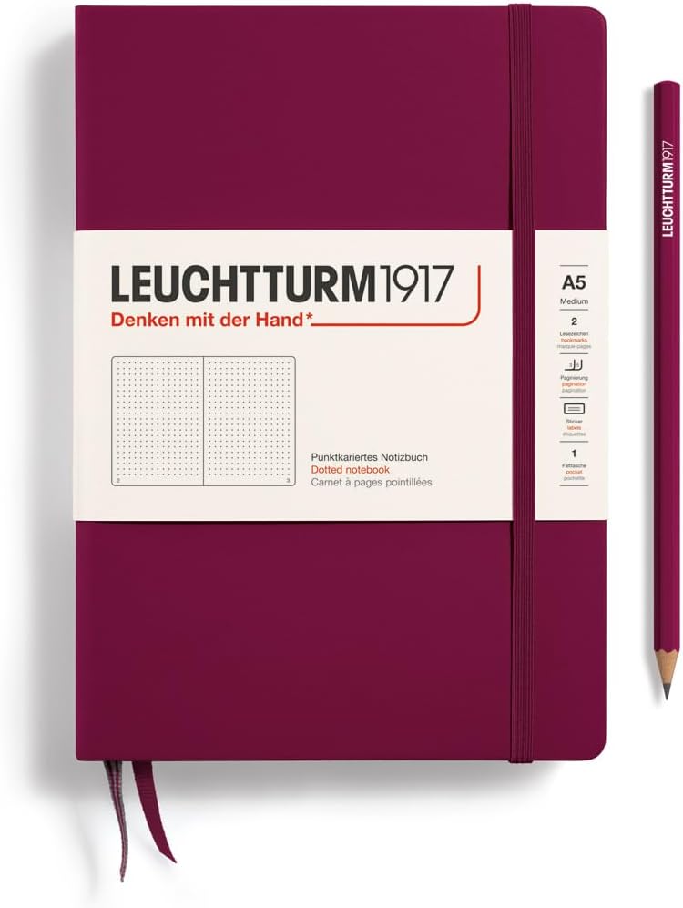 Leuchtturm1917 (A5) harðkápa með doppum - Port Red