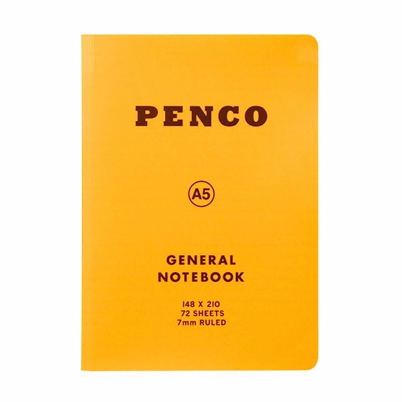 Penco PP línustrikuð glósubók (A5) Yellow