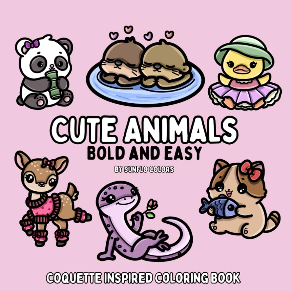 Litabók - Cute Animals (Bold and Easy)
