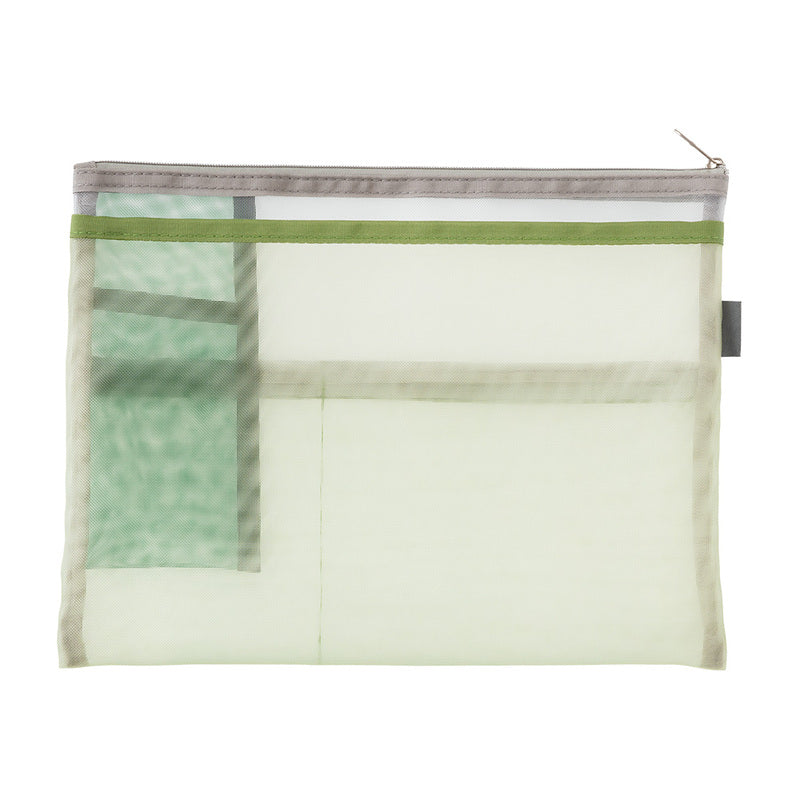 Pen & Tool Pouch Mesh með vasa stórt [B5] - grænt