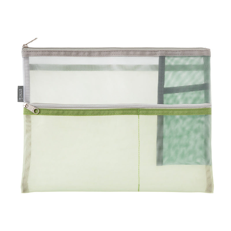 Pen & Tool Pouch Mesh með vasa stórt [B5] - grænt