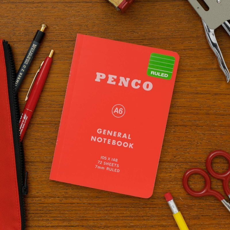 Penco PP línustrikuð glósubók (A6) Red