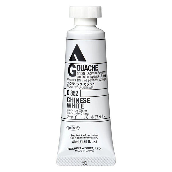 Holbein Akrýl Gvass (Acrylic Gouache) 40ml túba - Chinese White D852
