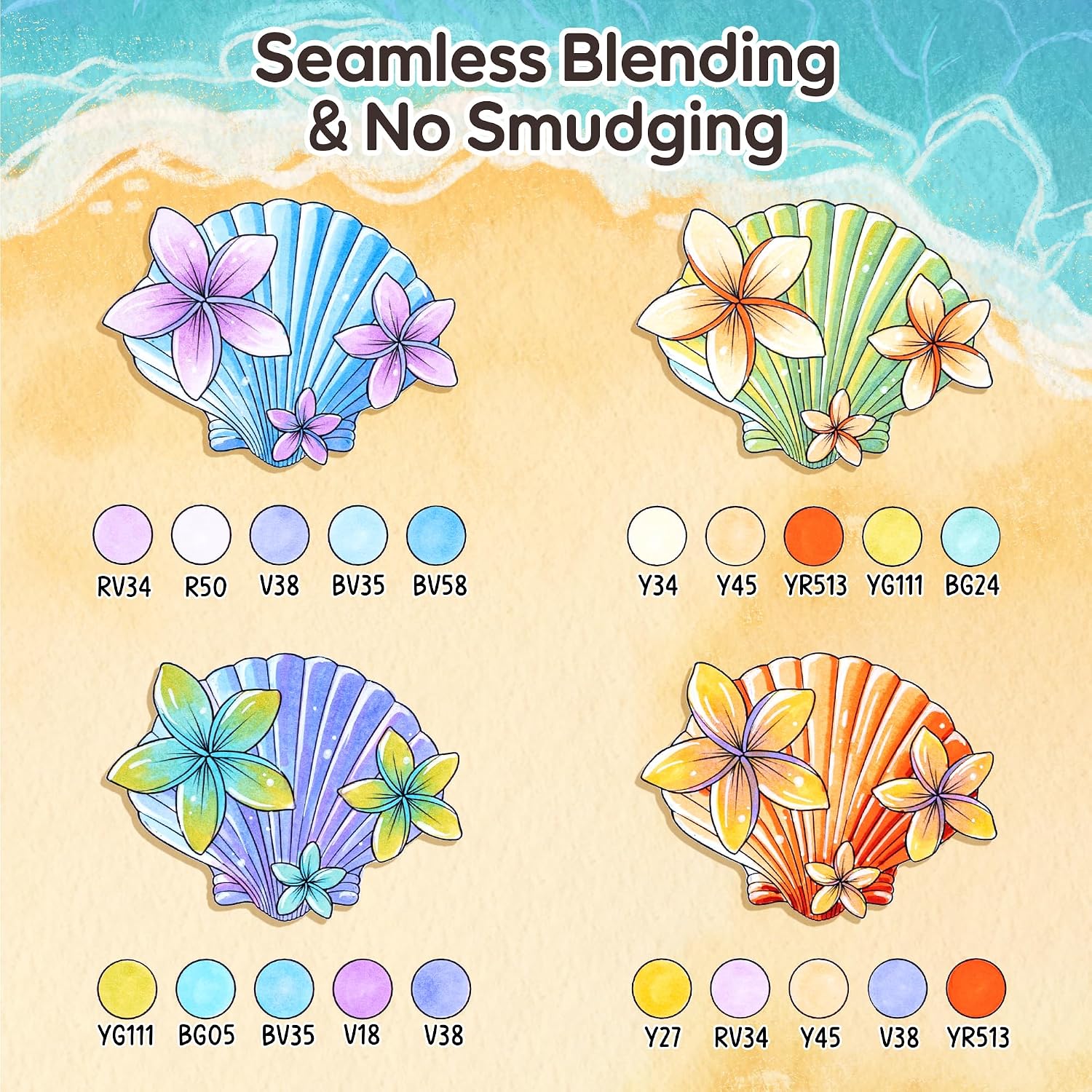 Ohuhu x Jade Summer tússlitasett með litabók [48stk - brush&fine]