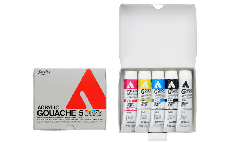 Holbein Acrylic Gouache 20ml 5stk -  Primary colors