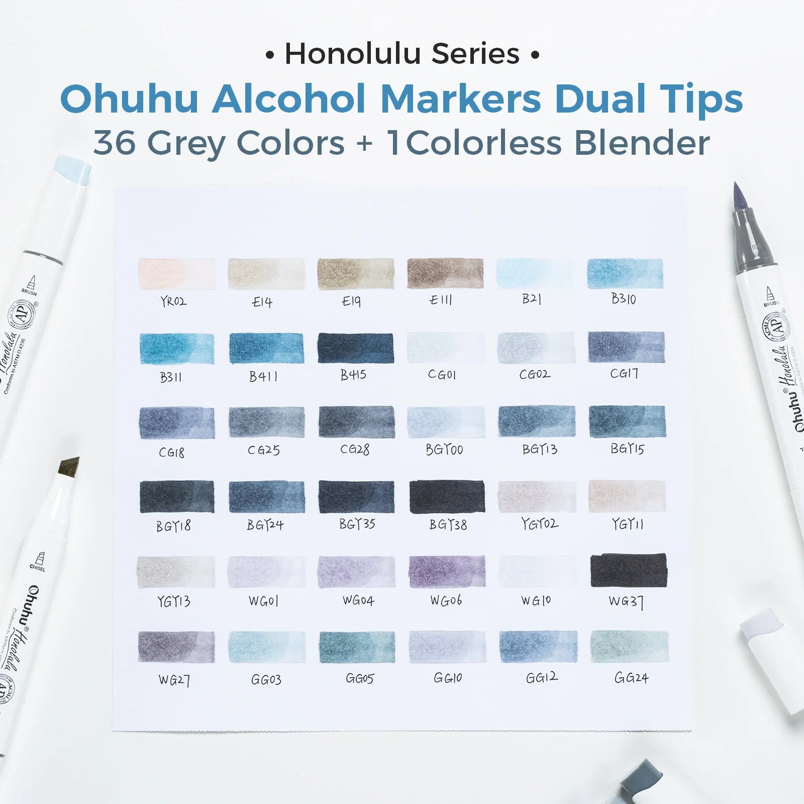 Ohuhu Honolulu [36stk - brush&chisel] Gray Tone