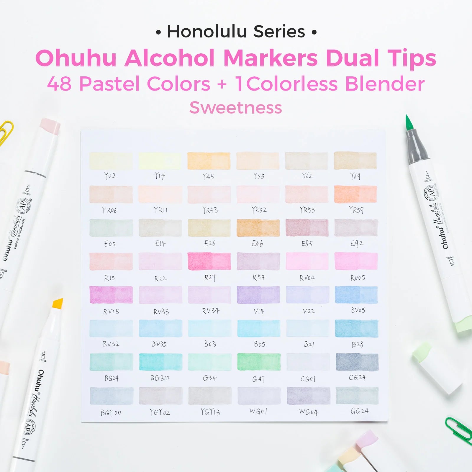 Ohuhu Honolulu [48stk - brush&chisel] Pastel Colors of Sweetness