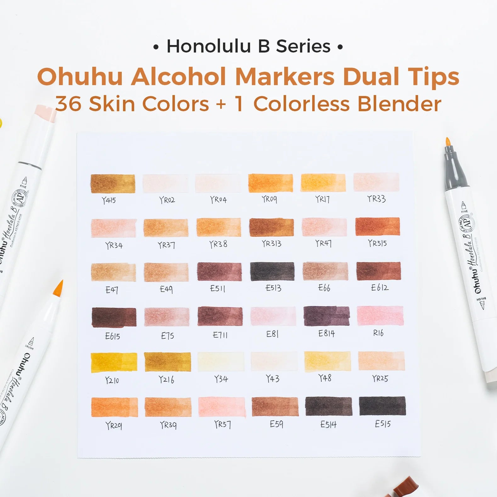 Ohuhu Honolulu [36stk - brush&fine] Skin Tone