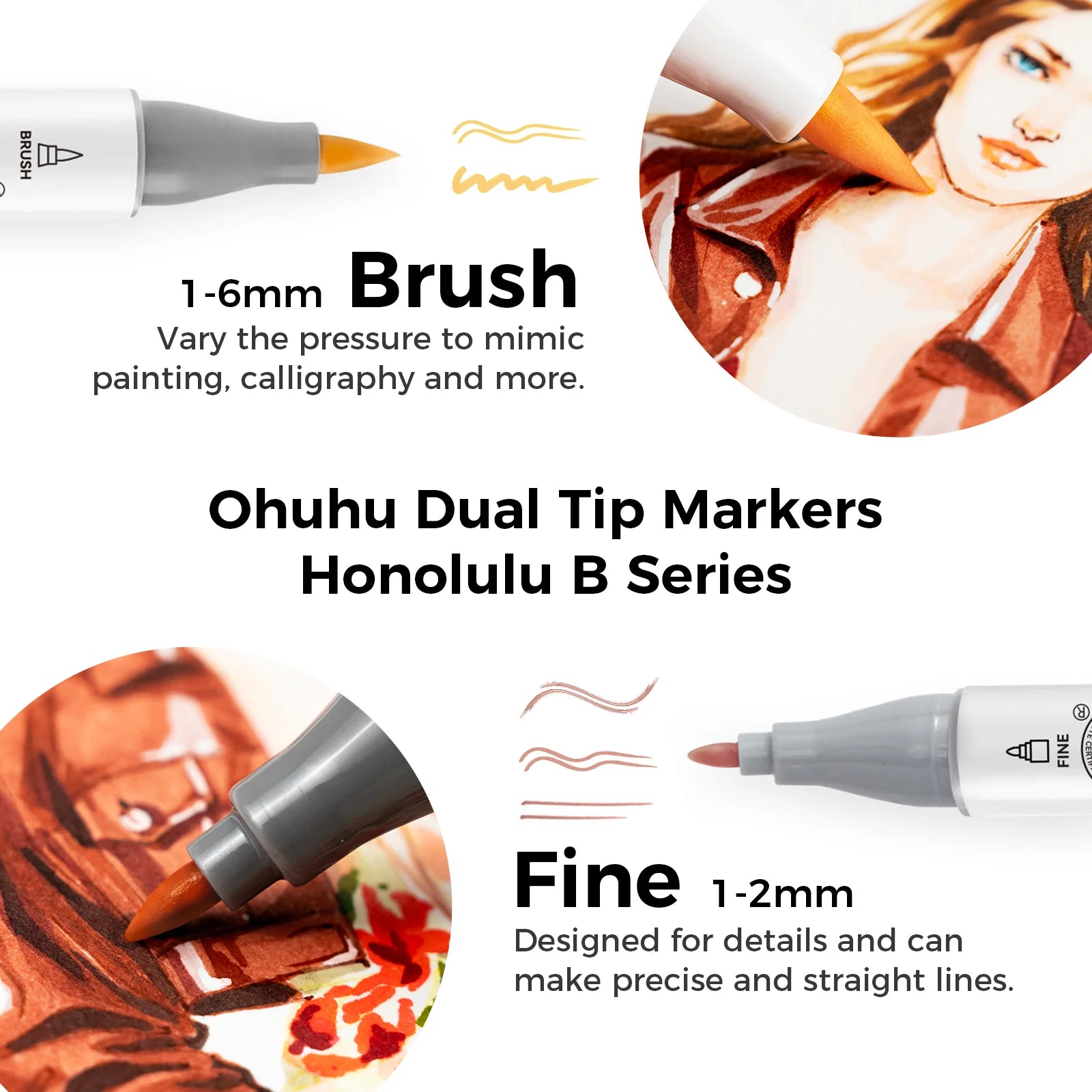 Ohuhu Honolulu B [24stk - brush&fine] Skin Tone