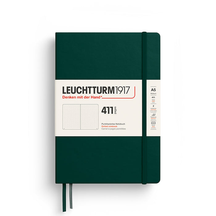 Leuchtturm1917 (A5 411) harðkápa með doppum - Forest Green