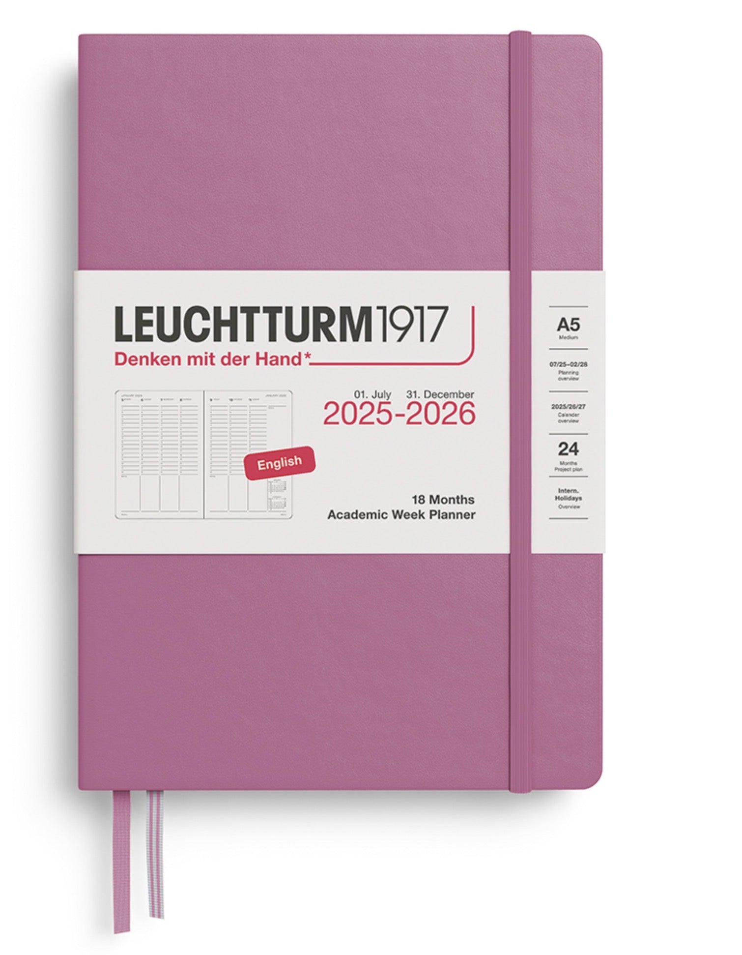 Leuchtturm1917 (A5) harðkápa skóladagbók - Dusty Rose