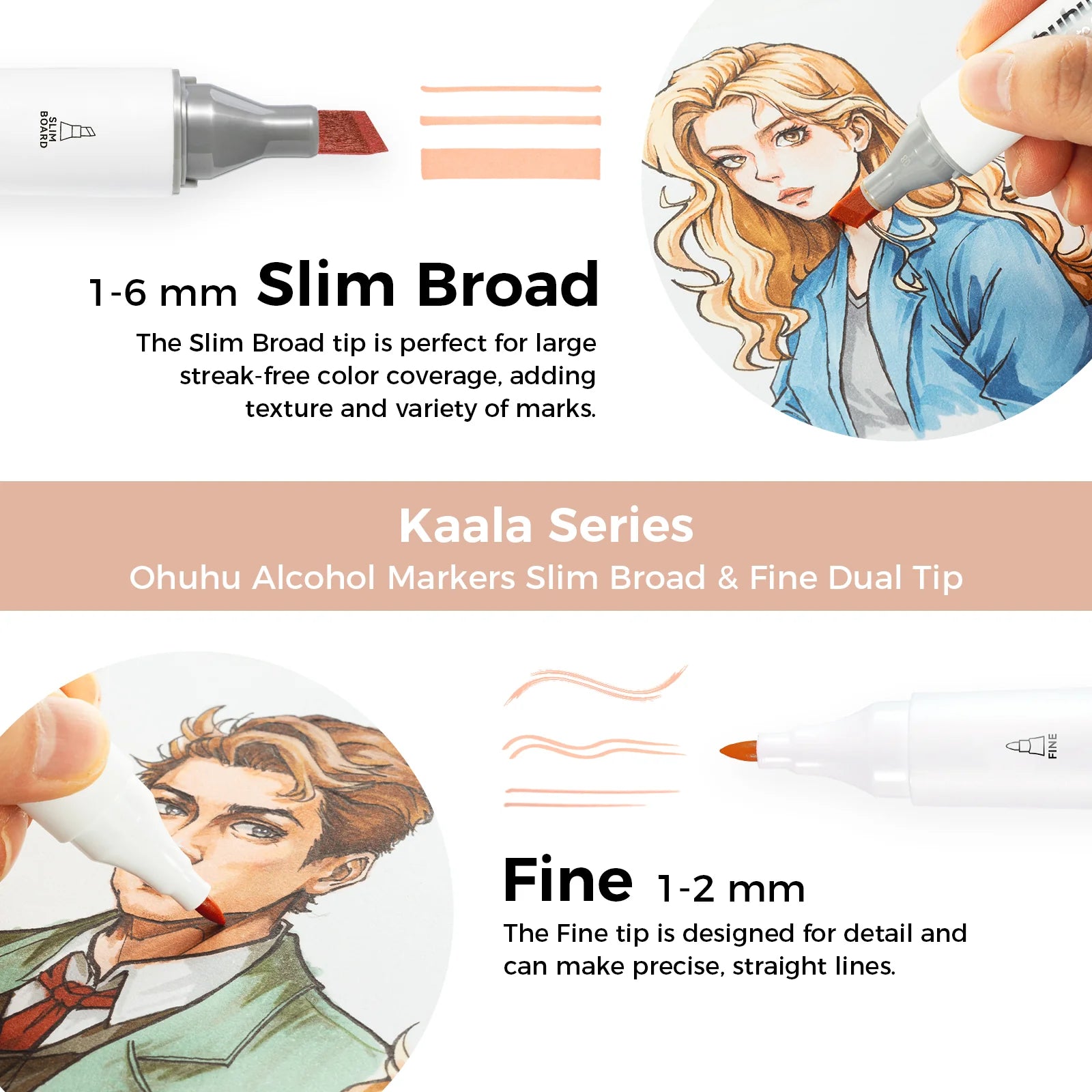 Ohuhu spritttúss Kaala [24stk í pakka - tvíodda] Skin Tones