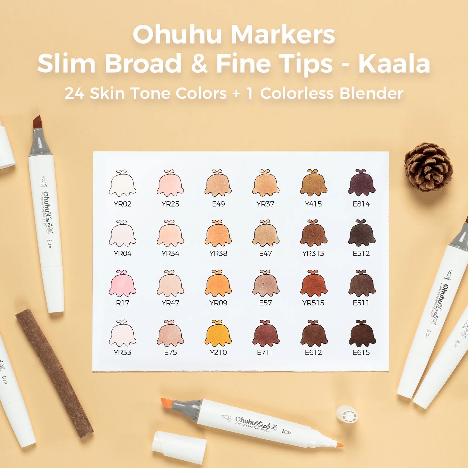Ohuhu spritttúss Kaala [24stk í pakka - tvíodda] Skin Tones