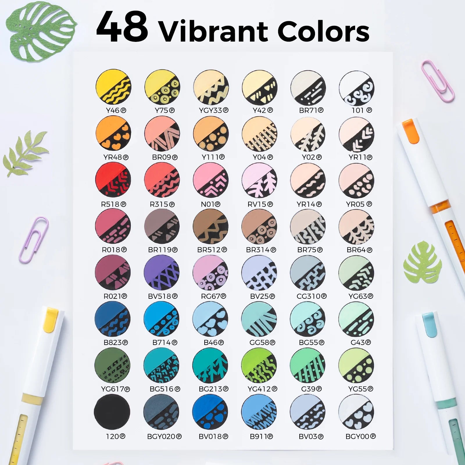 Ohuhu Kahuku akrýl litir [48 litir - brush]