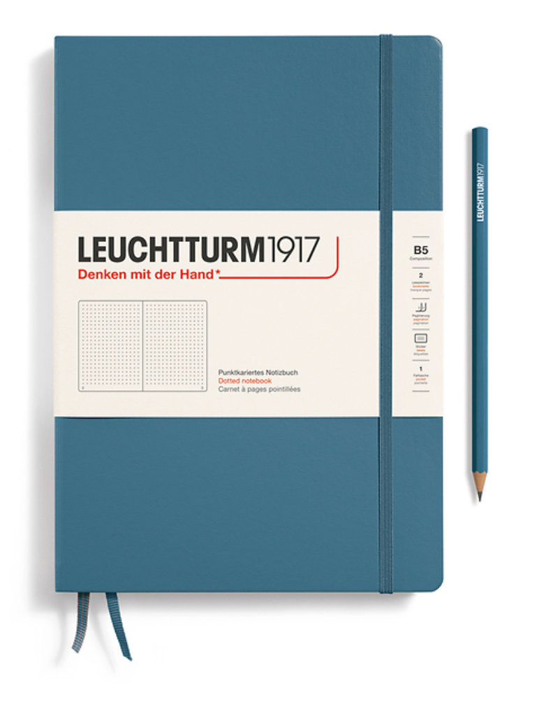 Leuchtturm1917 (B5) harðkápa með doppum - Stone Blue