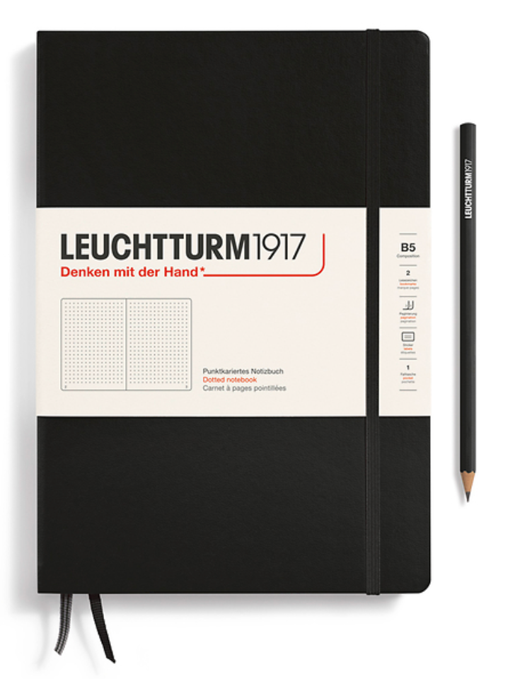 Leuchtturm1917 (B5) harðkápa með doppum - Black