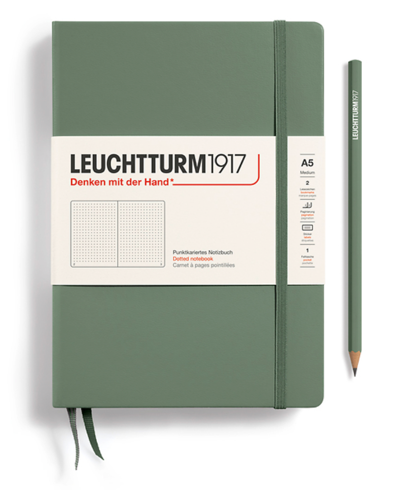 Leuchtturm1917 (A5) harðkápa með doppum - Olive
