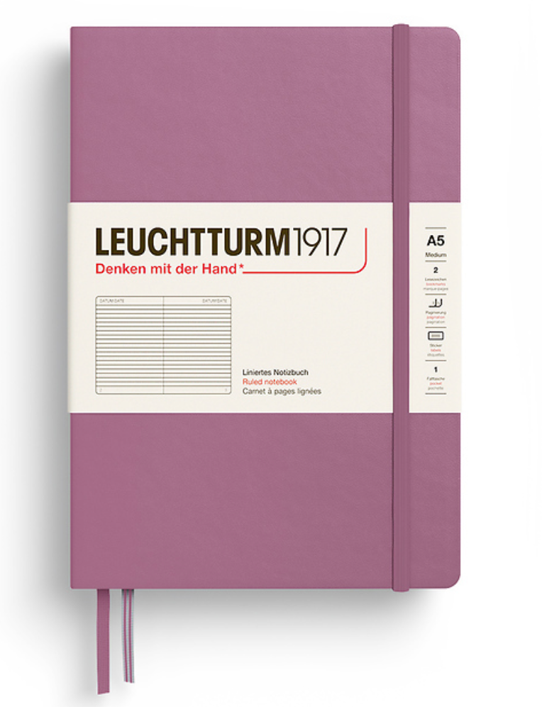 Leuchtturm1917 (A5) harðkápa línustrikuð - Dusty Rose