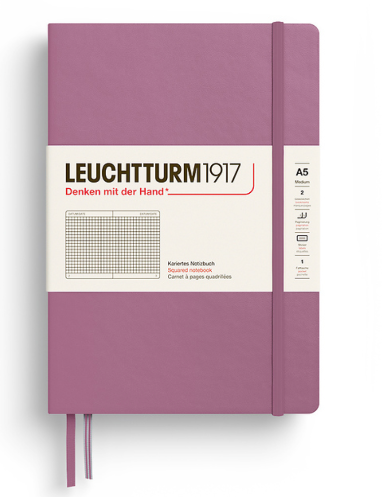 Leuchtturm1917 (A5) harðkápa rúðustrikuð - Dusty Rose