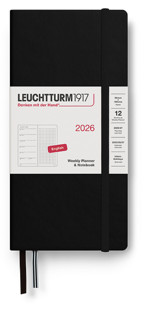 Leuchtturm1917 2026 dagbók með vikuskipulagi (wallet) Black