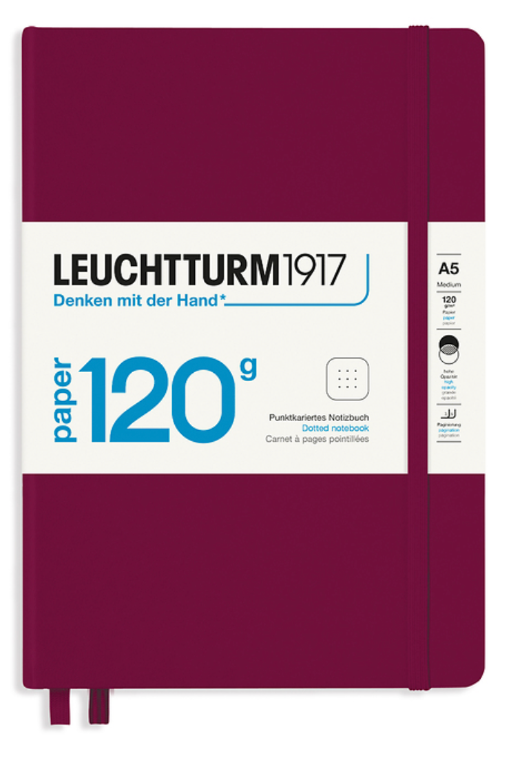Leuchtturm1917 (A5 120gr) harðkápa með doppum - Port Red