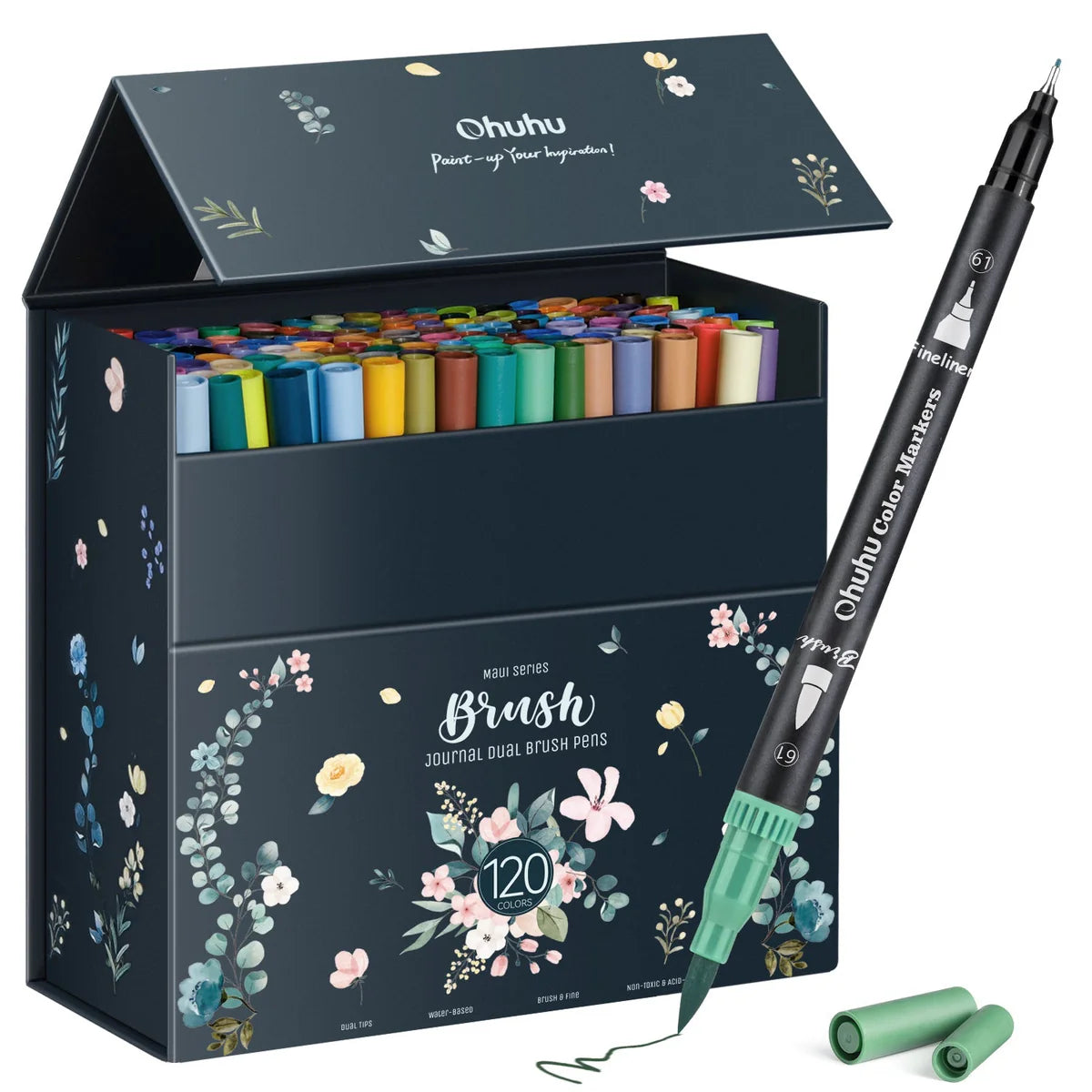 Ohuhu vatnslitatúss Maui [120stk í pakka - tvíodda] svartar umbúðir