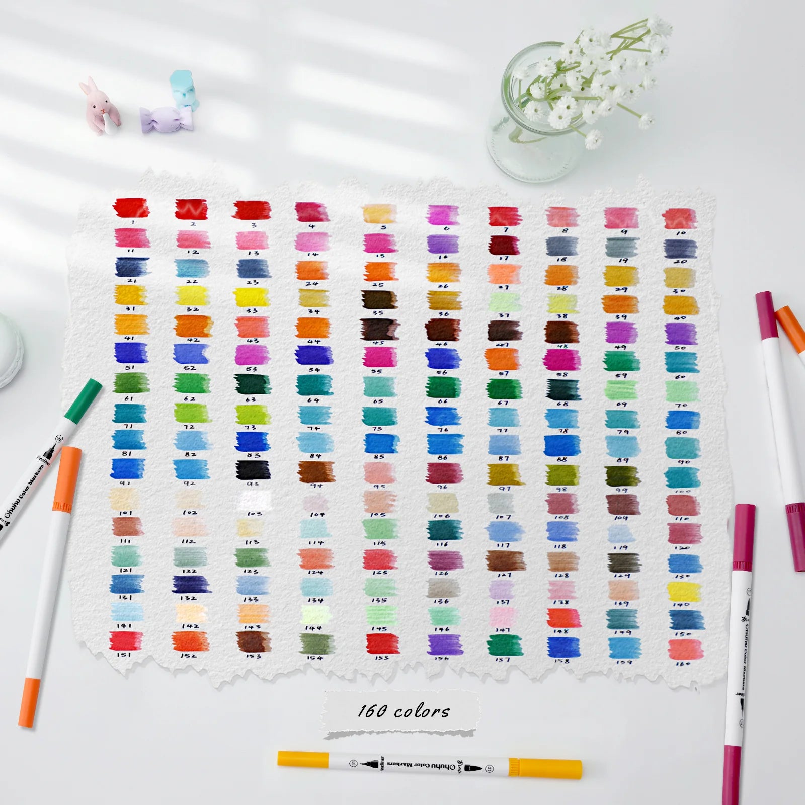 Ohuhu vatnslitatúss Maui [160stk í pakka - tvíodda] svartar umbúðir