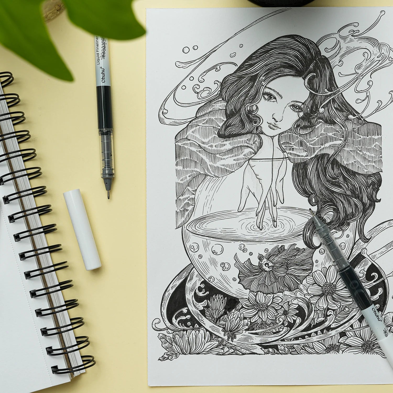 Ohuhu Liquide Fineliner Teiknipennar (9 stærðir)