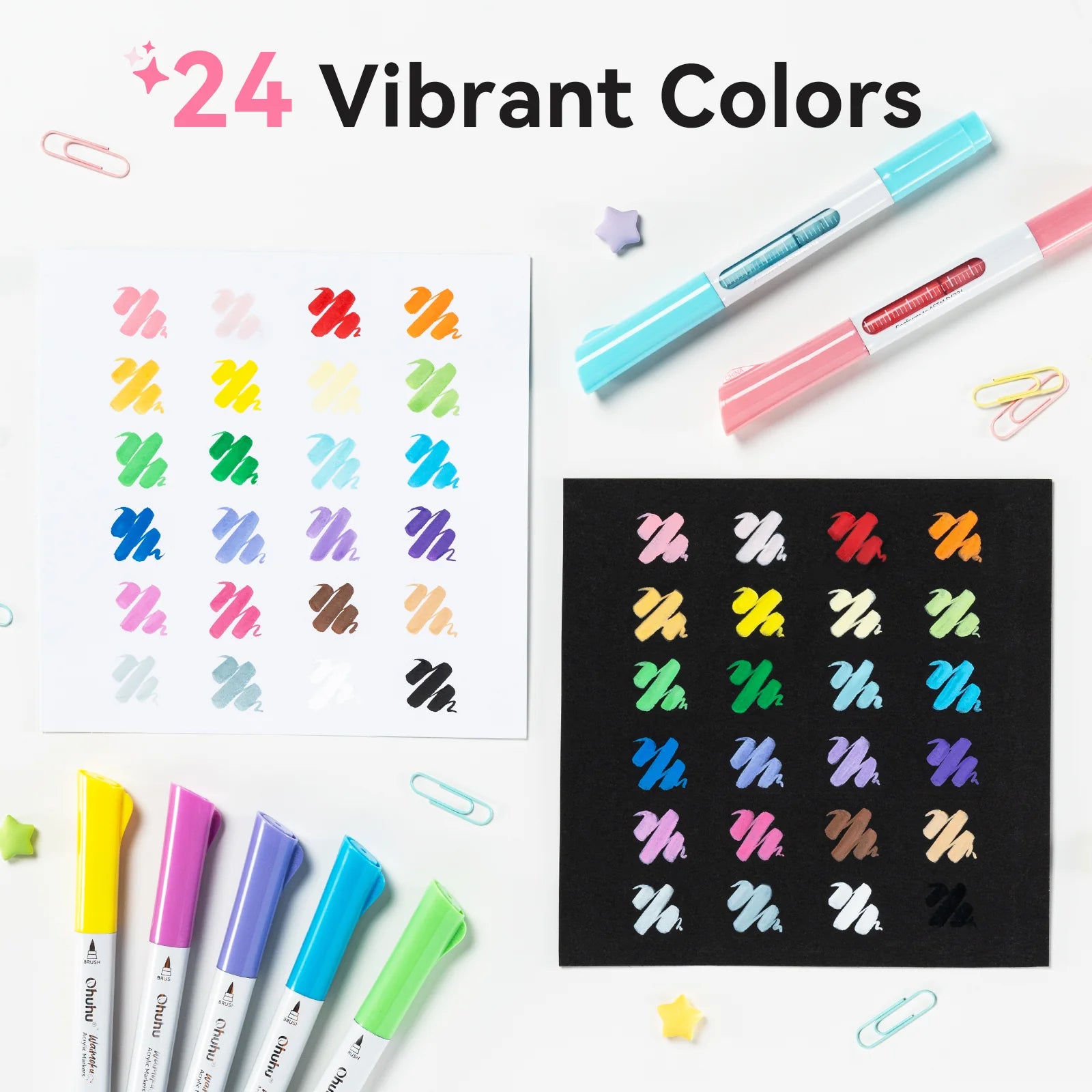 Ohuhu Waimoku akrýl litasett [24stk brush&bullet]