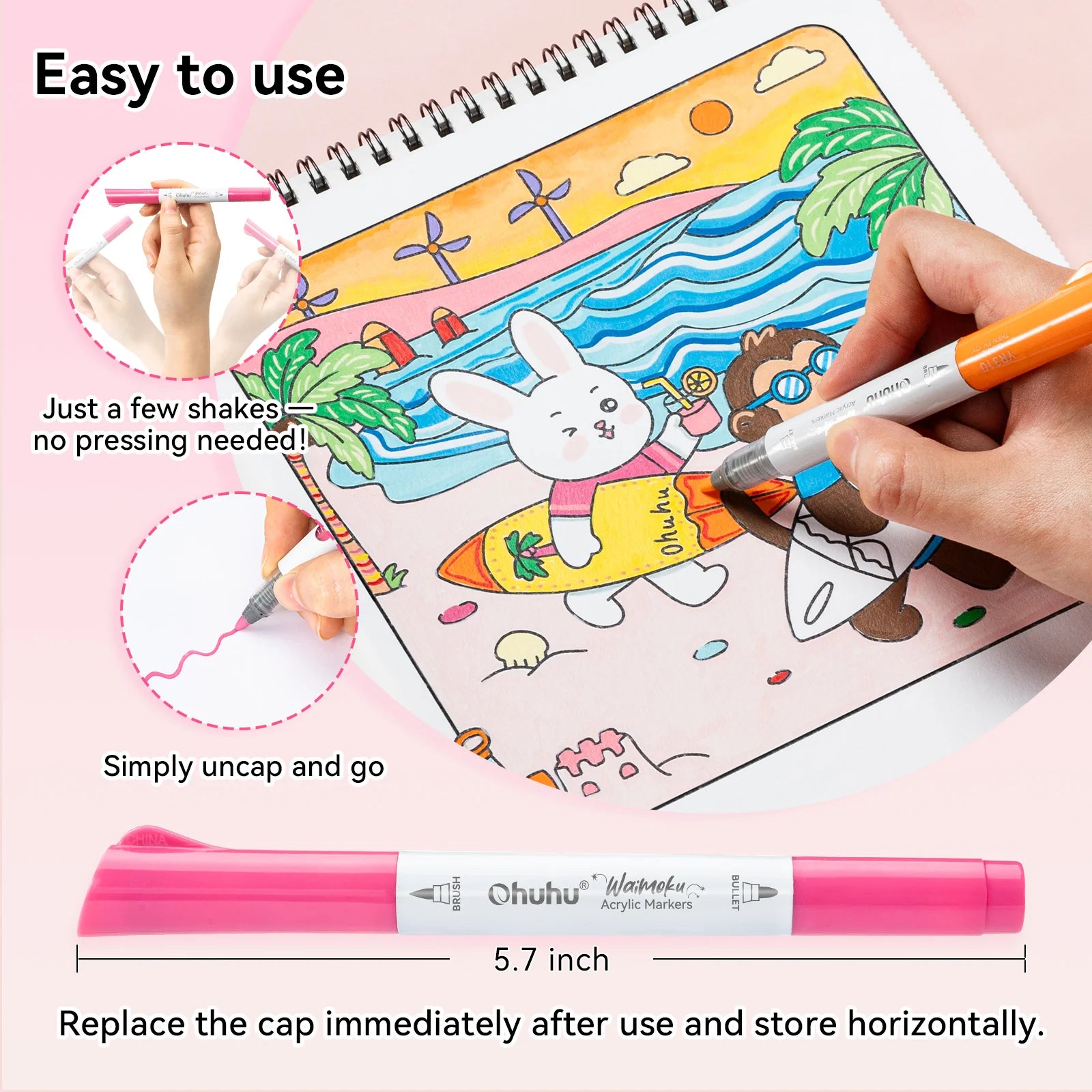 Ohuhu Waimoku akrýl litasett [24stk brush&bullet]