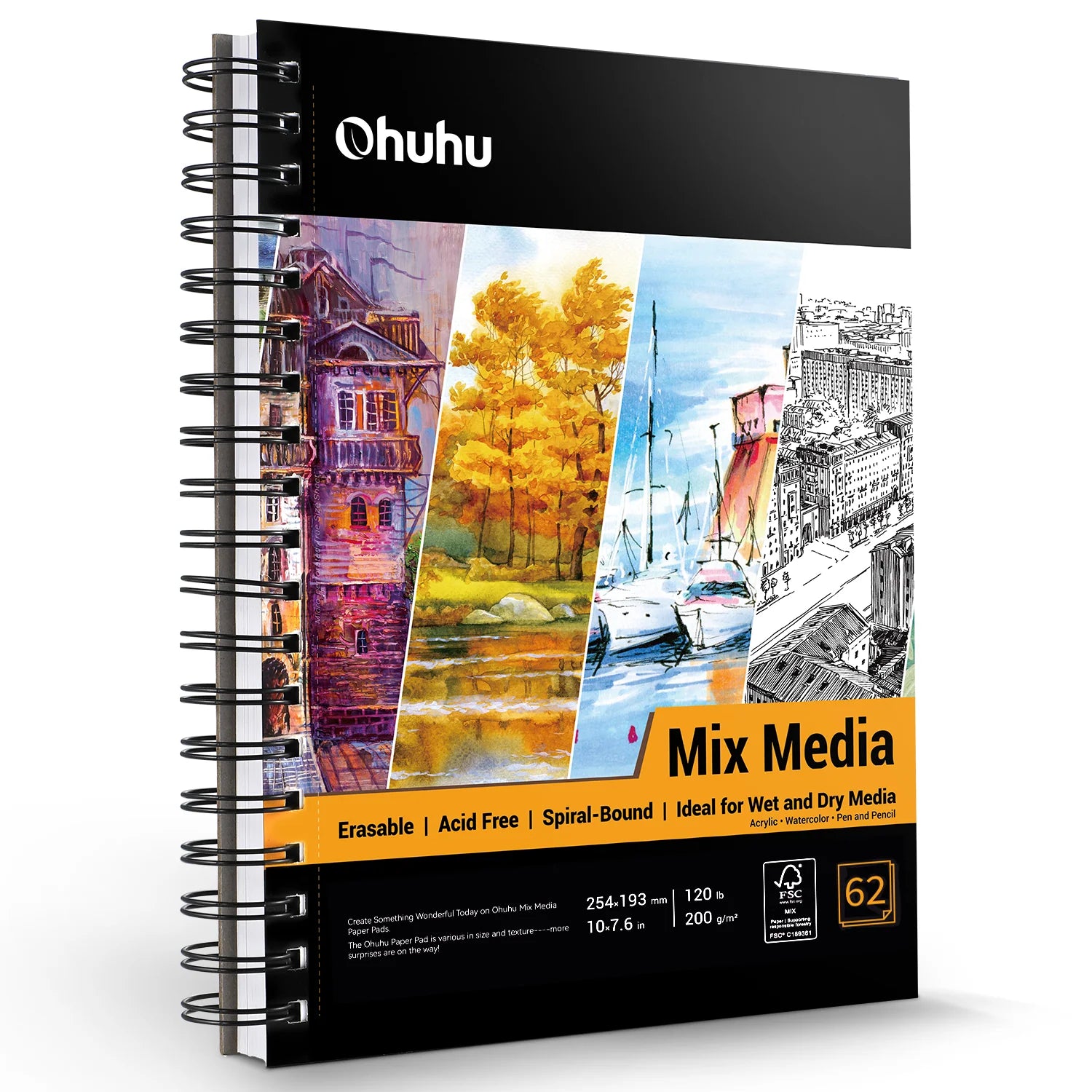 Ohuhu Mix Media Pad (254x193mm) 200 GSM 124bls