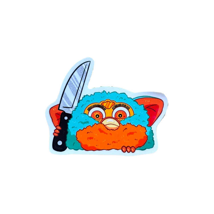 Disadoodles límmiði - Furby með hníf