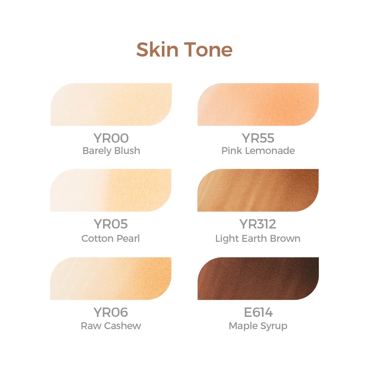 Ohuhu spritttúss Honolulu [6stk í pakka - tvíodda] Skin Tone