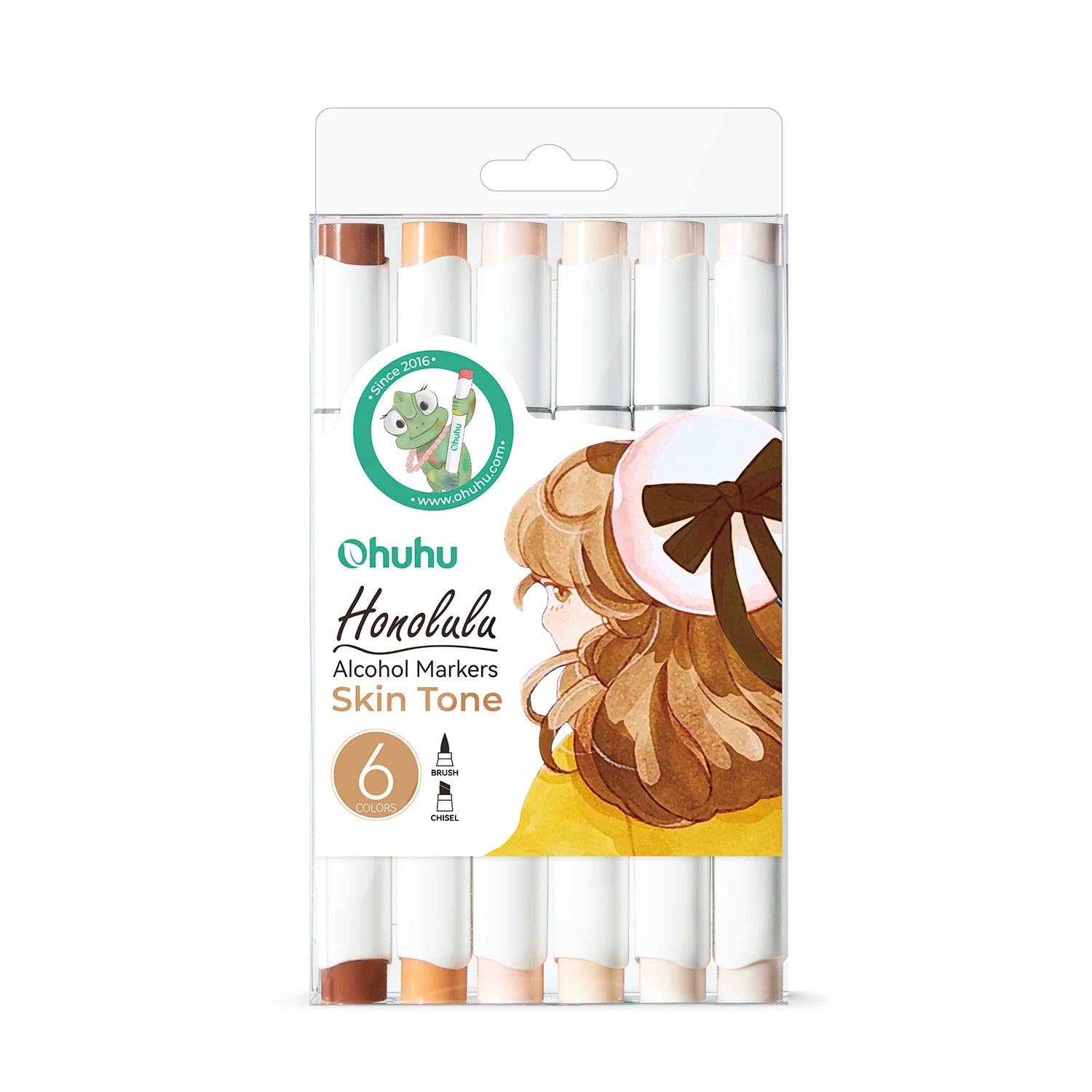 Ohuhu spritttúss Honolulu [6stk í pakka - tvíodda] Skin Tone