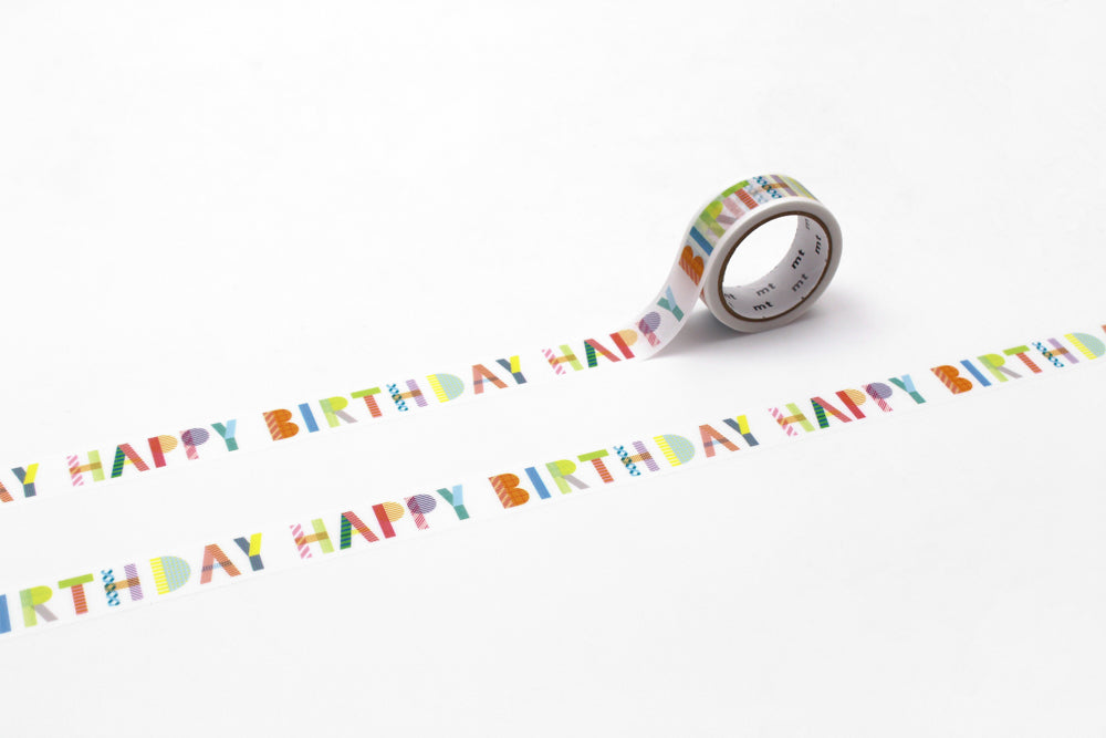 mt skrautlímband - happy birthday [15mm x 7m]