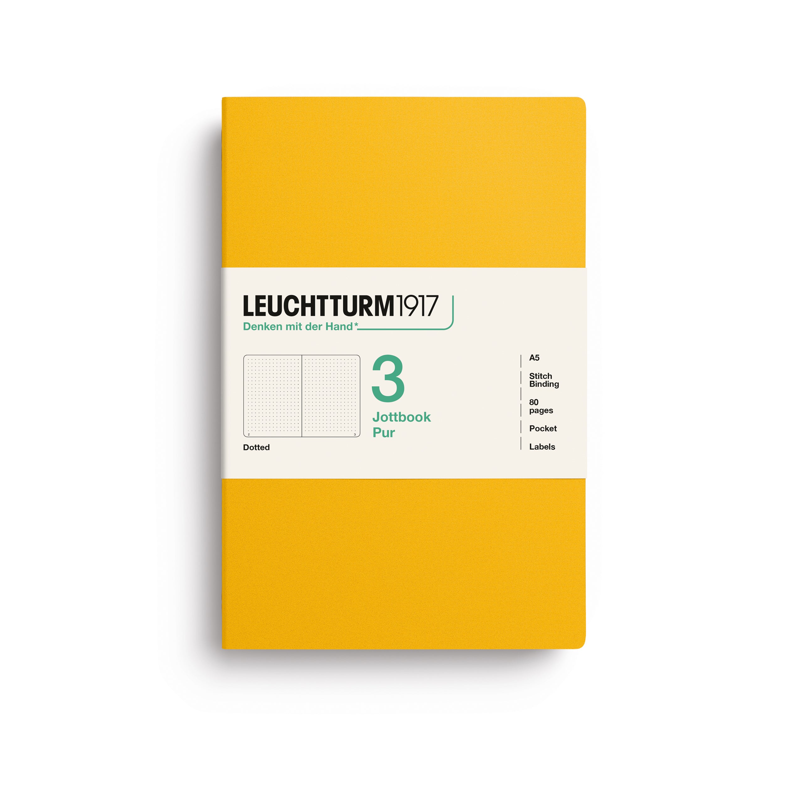 LEUCHTTURM1917 Jottbook Pur (A5) 3 í pakka doppustrikuð - Sunflower
