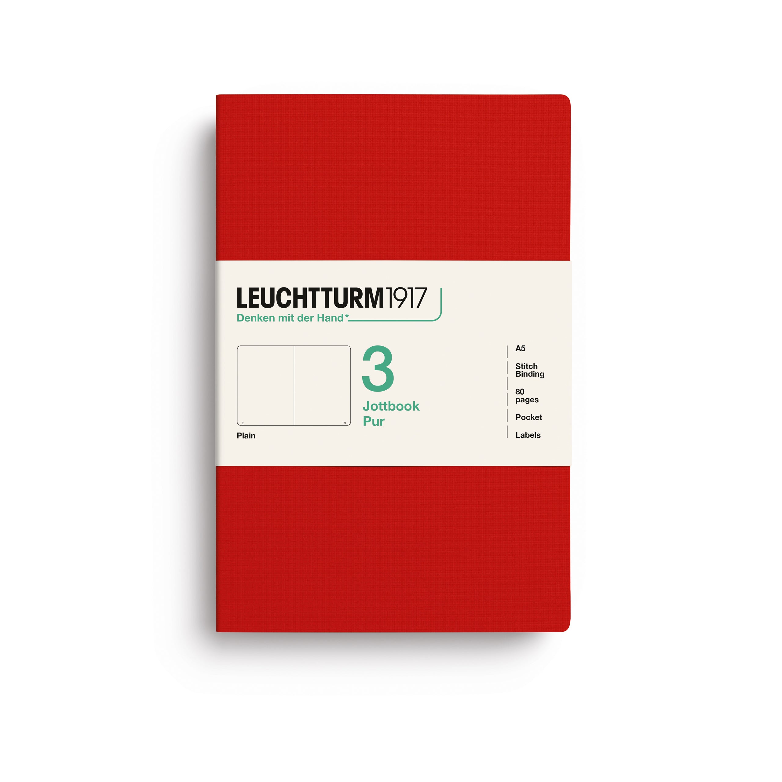 LEUCHTTURM1917 Jottbook Pur (A5) 3 í pakka auð - Cherry