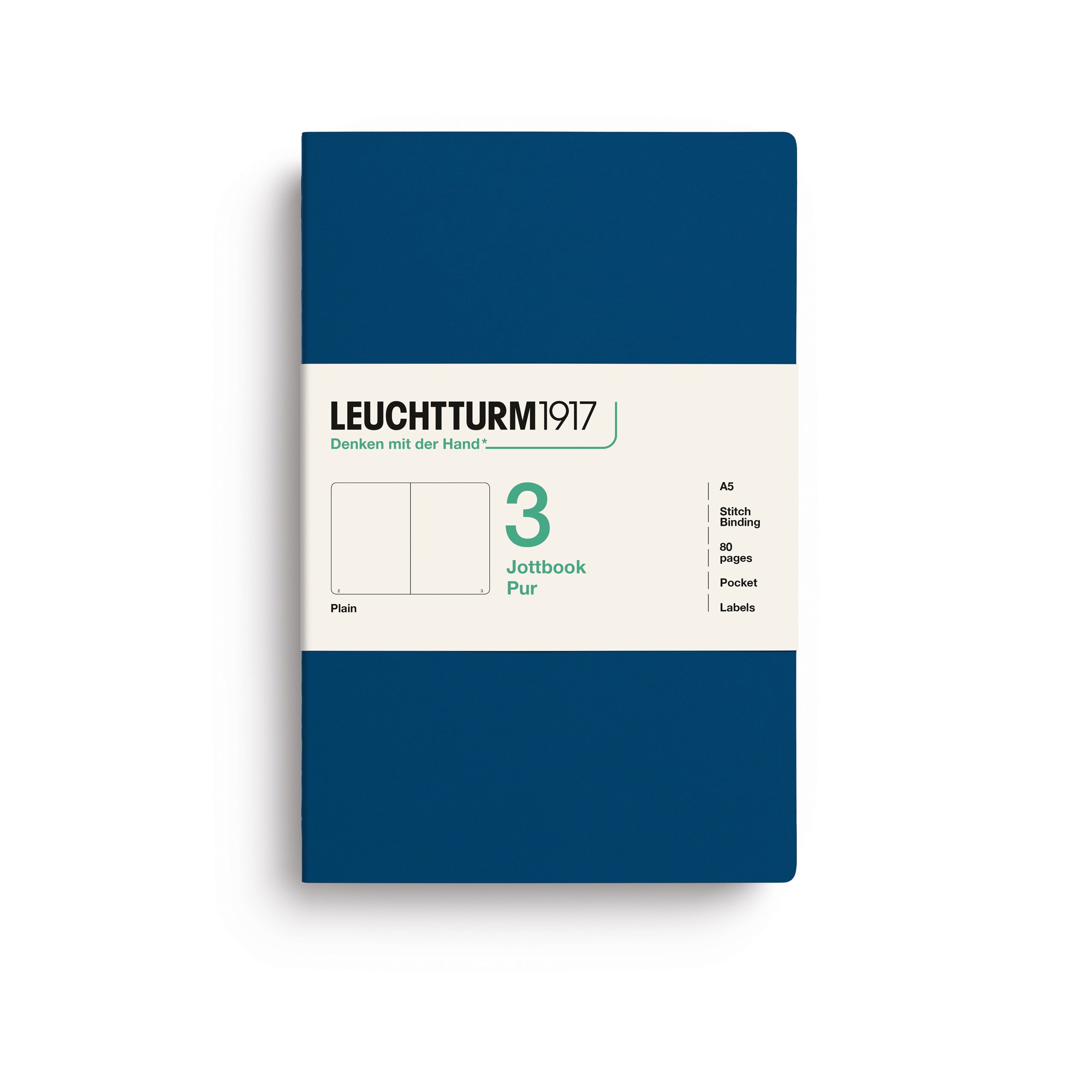 LEUCHTTURM1917 Jottbook Pur (A5) 3 í pakka auð - Indigo